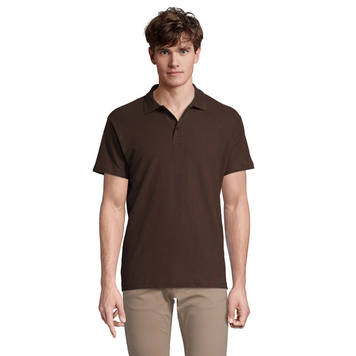 Polo en coton publicitaire homme 210g - SPRING Chocolat 1